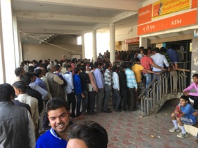 Lineup at bank