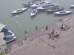 Men bathe in the Ganges