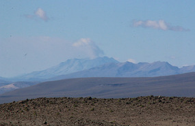 Active Volcano from 4910 metres, see the smoke