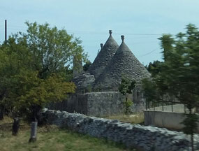Last glimpse of trulli houses on our way to Matera