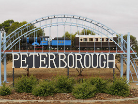 Miniature train at town entrance