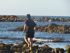 Trying to cross at Lipson cove