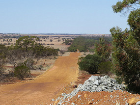 See car in distance -road to lookout talc mine