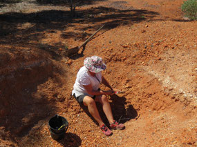 me in my fossicking hole