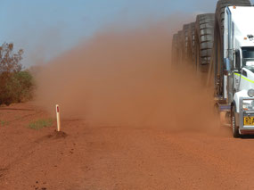 truck causing lots dust