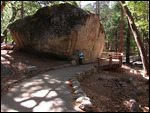 Kim with boulder that fell - HUGE