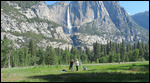 Painters in meadow below Yosemite Falls