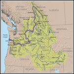 Columbia River watershed is the purple line
