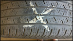 X marks the spot where the rock penetrated my tire