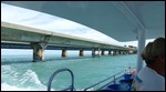 Heading under the 7-Mile bridge to go snorkeling