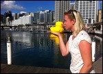 Playing with the duck!