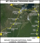 Mount Rinjani trek map.