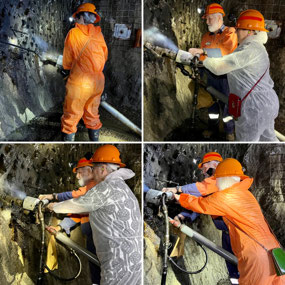 Drilling the dynamite holes