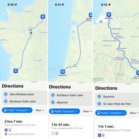 Our three Train trips.