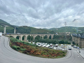 Three of the high bridges crossing the river