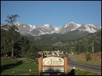 Uitzicht van het hotel op Rocky Mountain NP 