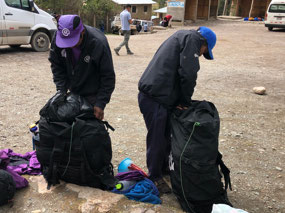 Porters, Packing & Weighing our Gear