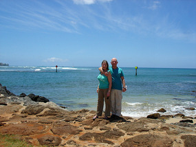 Us with surfers off Waikiki
