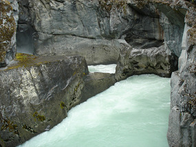 Potholes of water at Nairn Falls