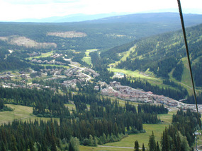 Part view of Sun Peaks from ski lift