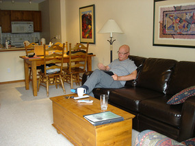 Richard on ipad in lounge