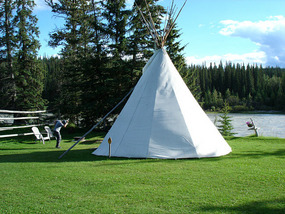 Richard playing Indian at Tee Pee accomodation