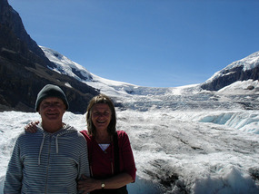 Us with Athabasca Glacier in background
