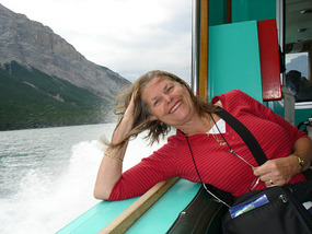 Dawn on boat cruise at Lake Minnewanka