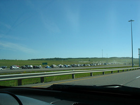 Hwy 1 traffic jam from Calgary to Banff