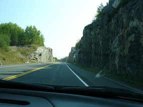 Single Highway cut through the granite rock