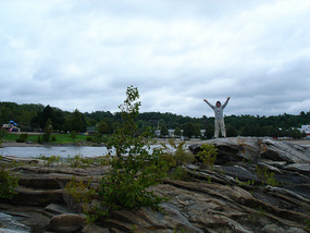 Richard on rocks at Waubuno Beach