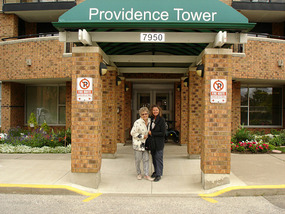 Marg & Dawn outside Providence tower