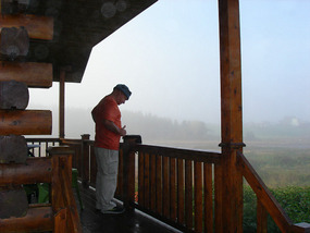 Foggy morning Richard using ipad