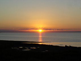 View of sunset from chalet