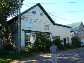 Richard outside the Little Chocolate Shop