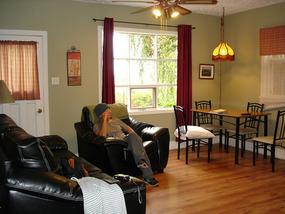 Richard watching TV at the cottage