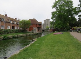 Park walkway by canal