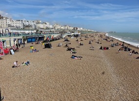 People enjoying Brighton Beach