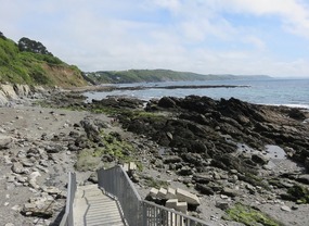 Rugged coastline of Plaidy Beach 