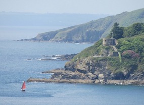 Medieval tower at estuary entry to Fowey