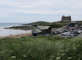 Fistral Beach with Headland Hotel in background