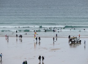 Surfing at Fistral Beach