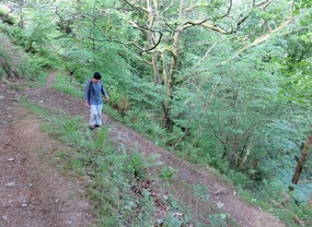Trail winding down the steep river gorge