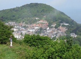View of Lynton on top of the cliff