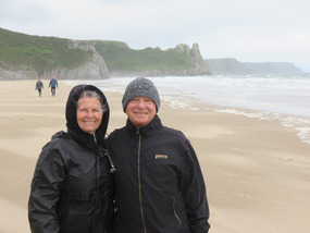 Oxwich Bay with cliffs in distance