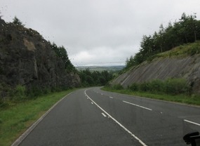 Road cut through the slate hills