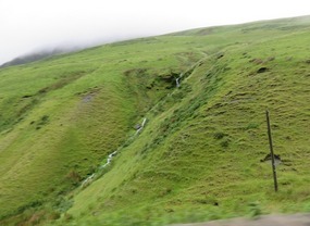 Waterfall down mountainside