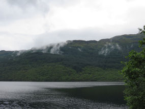 Mist on the mountains of Loch Lomond
