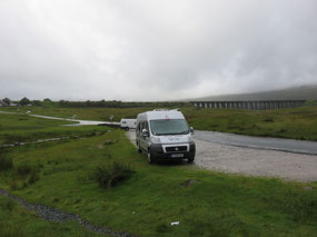 Cold wet bleak morning camping at Viaduct