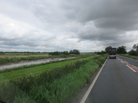 Driving alongside the River Nene for awhile